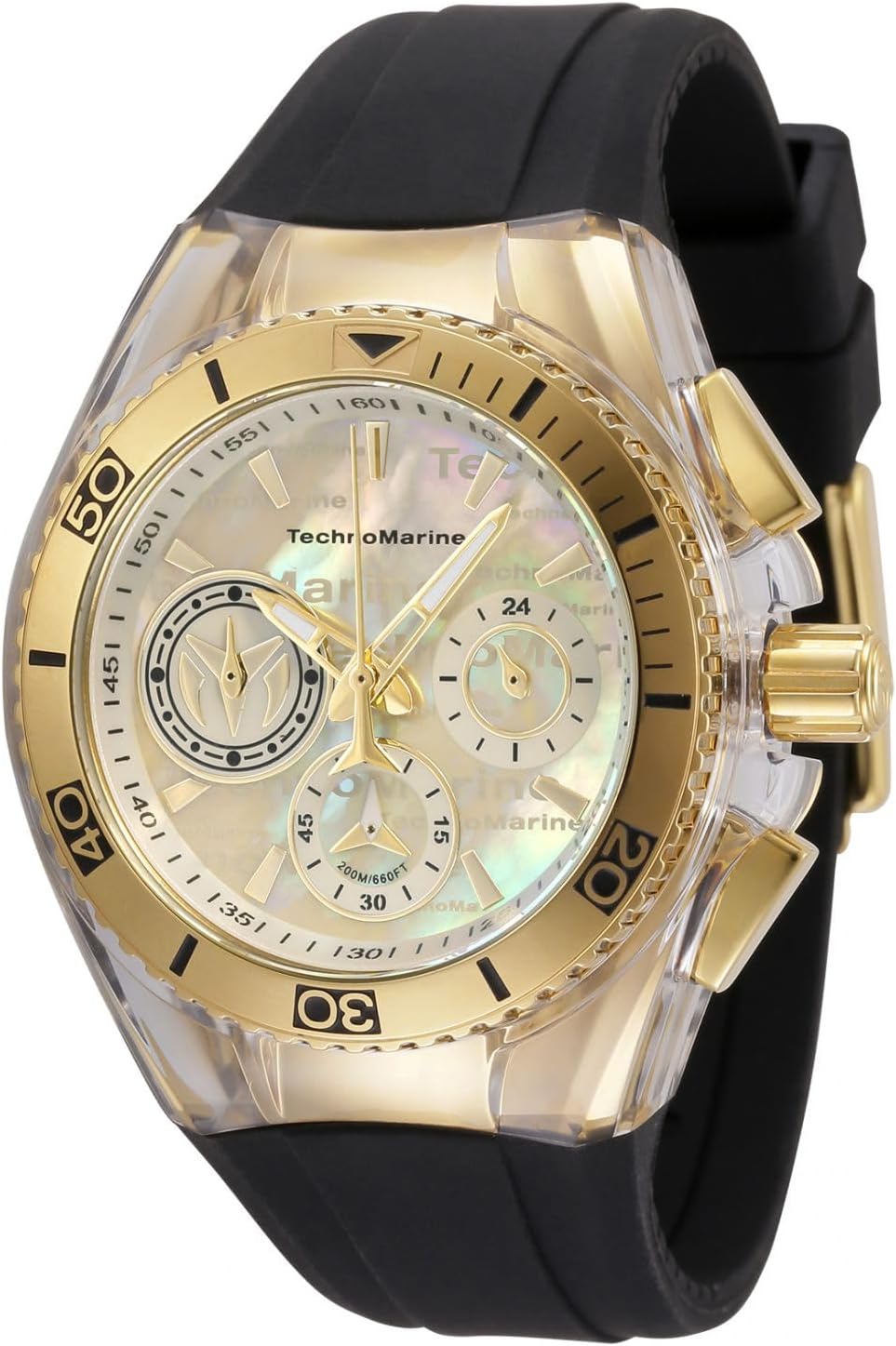 TechnoMarine Women's Cruise California StainlessSteel Quartz Watch with Silicone Strap, 26.25 (Model: TM120030) (Black)