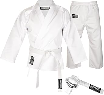VELO Karate Gi 8 oz Lightweight Uniform with Belt Soft Poly Cotton Blend Fabric for Martial Arts Beginner Training Suit