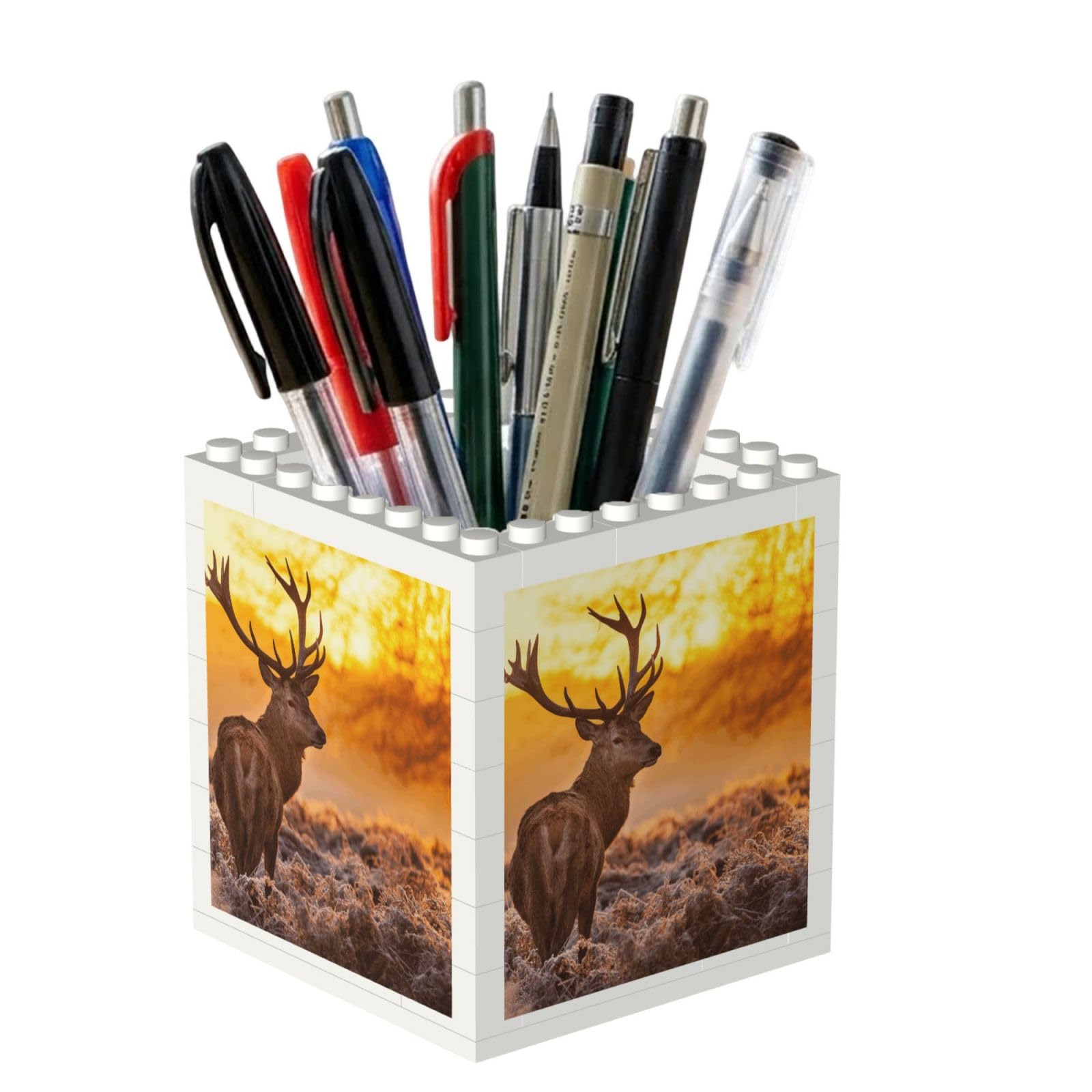 Poadnly Elk Deer, Pen Pot Pencil Holder for Office Home School, Compact Desk Organiser for Office Stationery