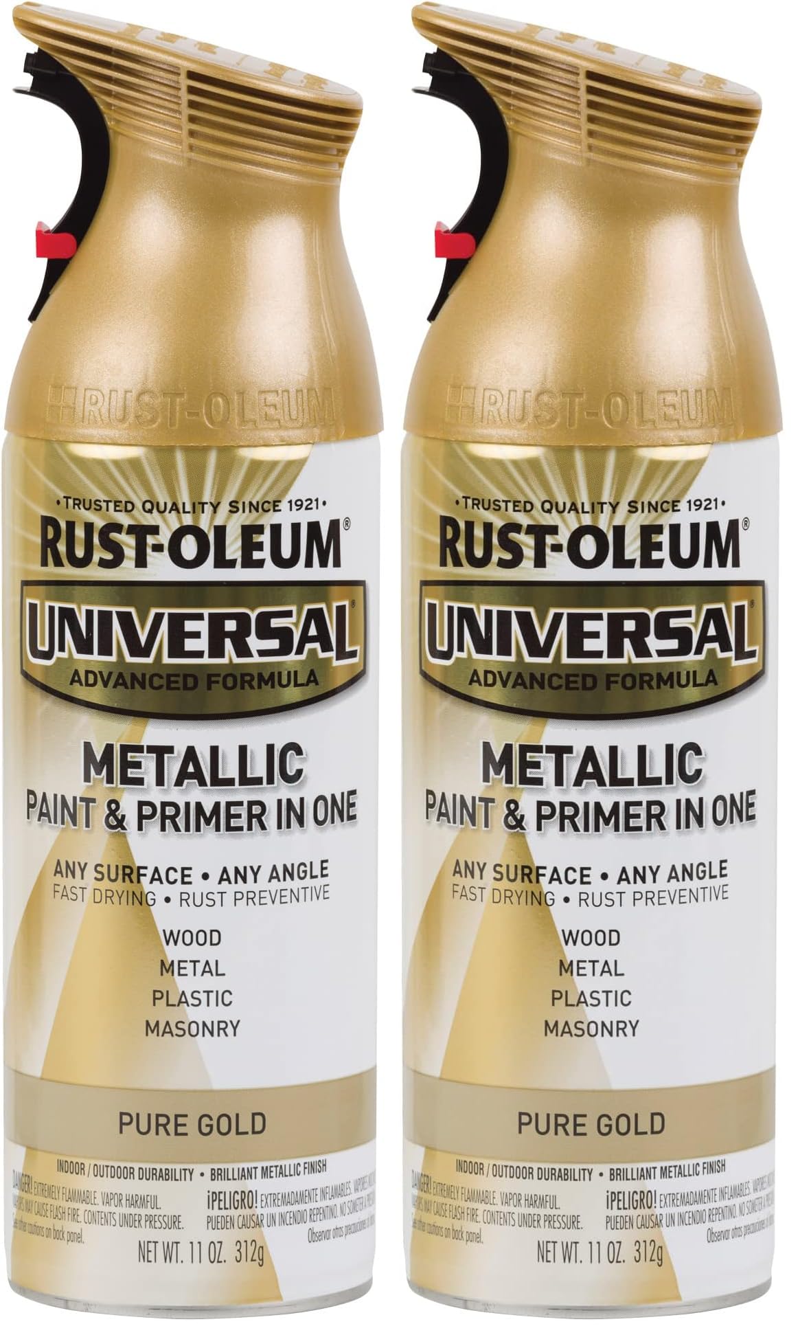 Pure Gold 245221 Universal All Surface Spray Paint, 11 oz, Metallic, 11 Ounce (Pack of 2)