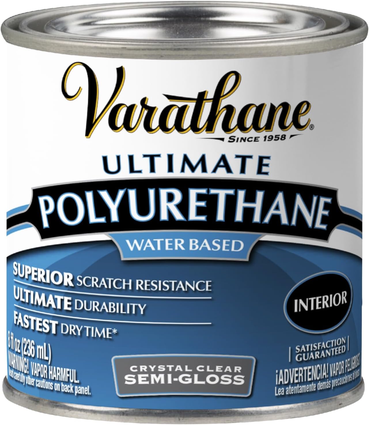 Varathane Rust-Oleum 200161H Water-Based Ultimate Polyurethane, Half Pint, Semi-Gloss Finish