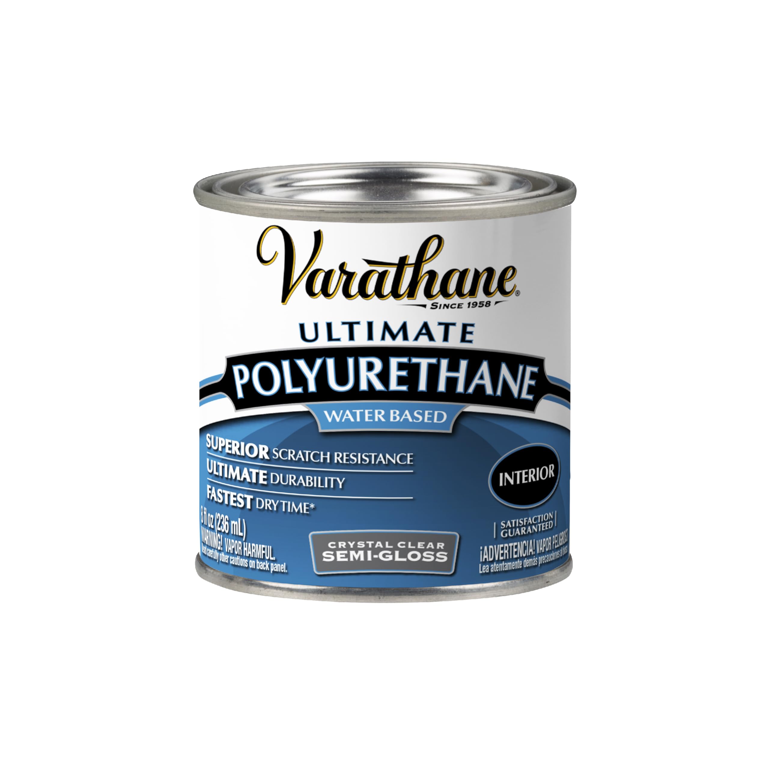 Rust-Oleum 200161H Water-Based Ultimate Polyurethane, Half Pint, Semi-Gloss Finish