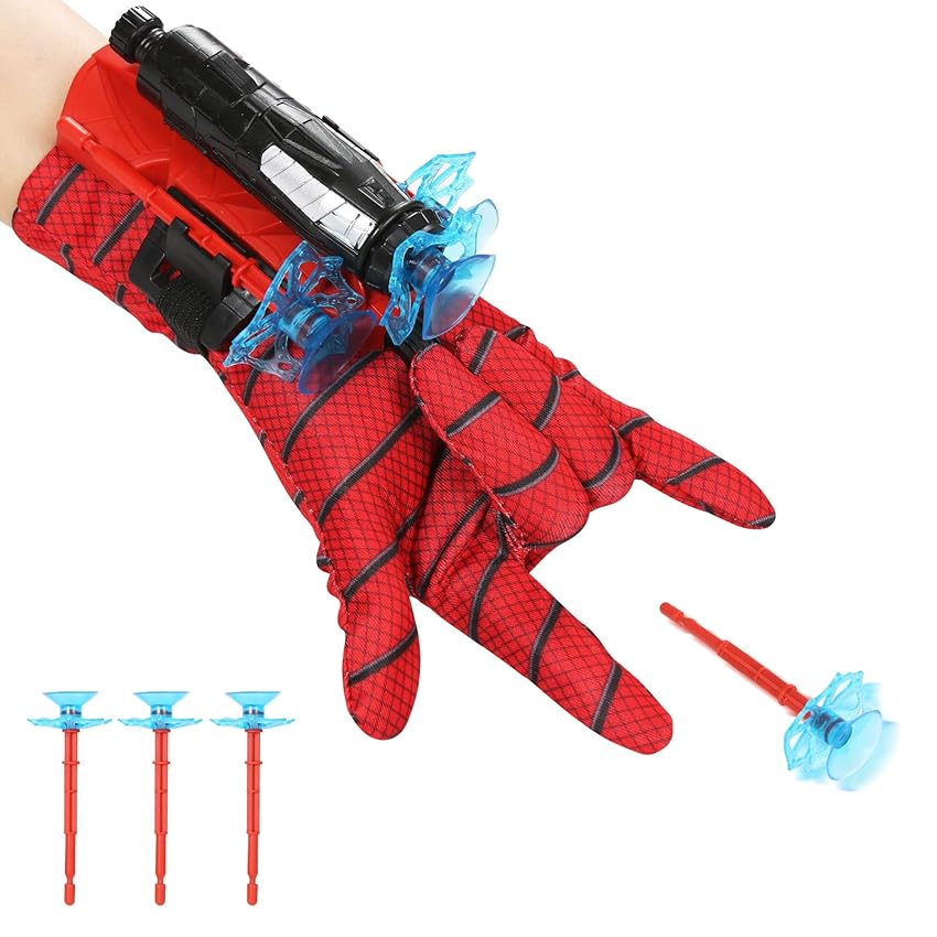 Immagine del prodotto Guanti Spiderman Bambino, Spara Ragnatele Spiderman Launcher Glove Spider Guanto Spara Ragnatele Spararagnatele Spiderman Hero Cosplay Launcher Glove per Bambini (1 set- freccette ventosa)