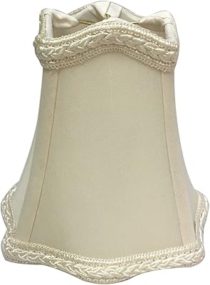 Royal Designs, Inc. Fancy Square Chandelier Shade with Decorative Trim CS-508EG, Eggshell, 2.5 x 5 x 4.5