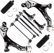 SCITOO 10pcs Front Suspension Kit Lower Control Arm And Ball Joints Sway Bar Links Tie Rod Ends w/Steering Boots fit 2005-2007 for Chevy Equinox for Pontiac Torrent for Saturn Vue