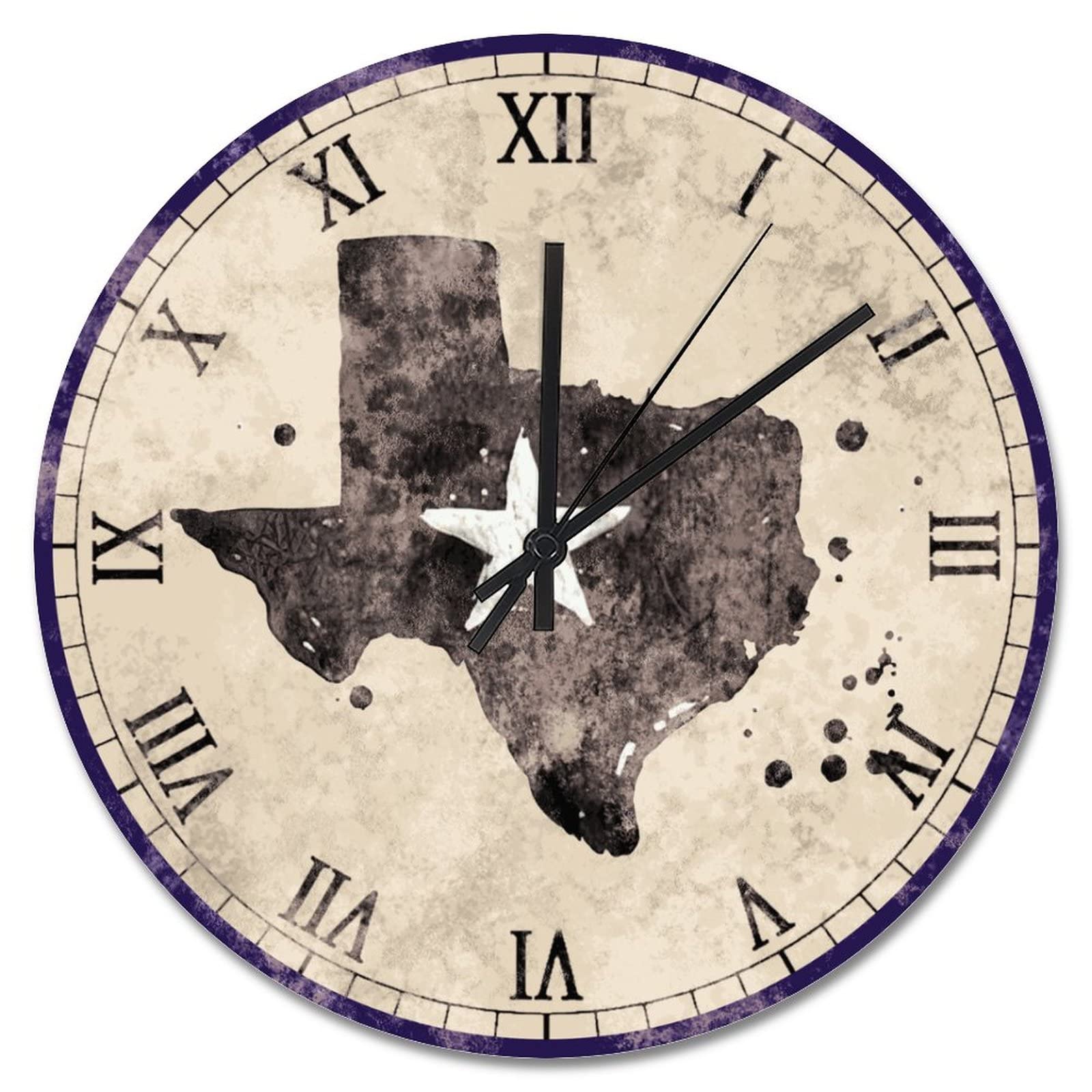 Horloge murale en bois Texas de style antique et finition rustique