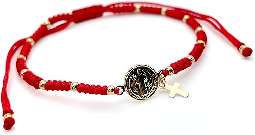 Miniatura 6 de St Benedict Medal Adjustable Red String Pulsera San Benito