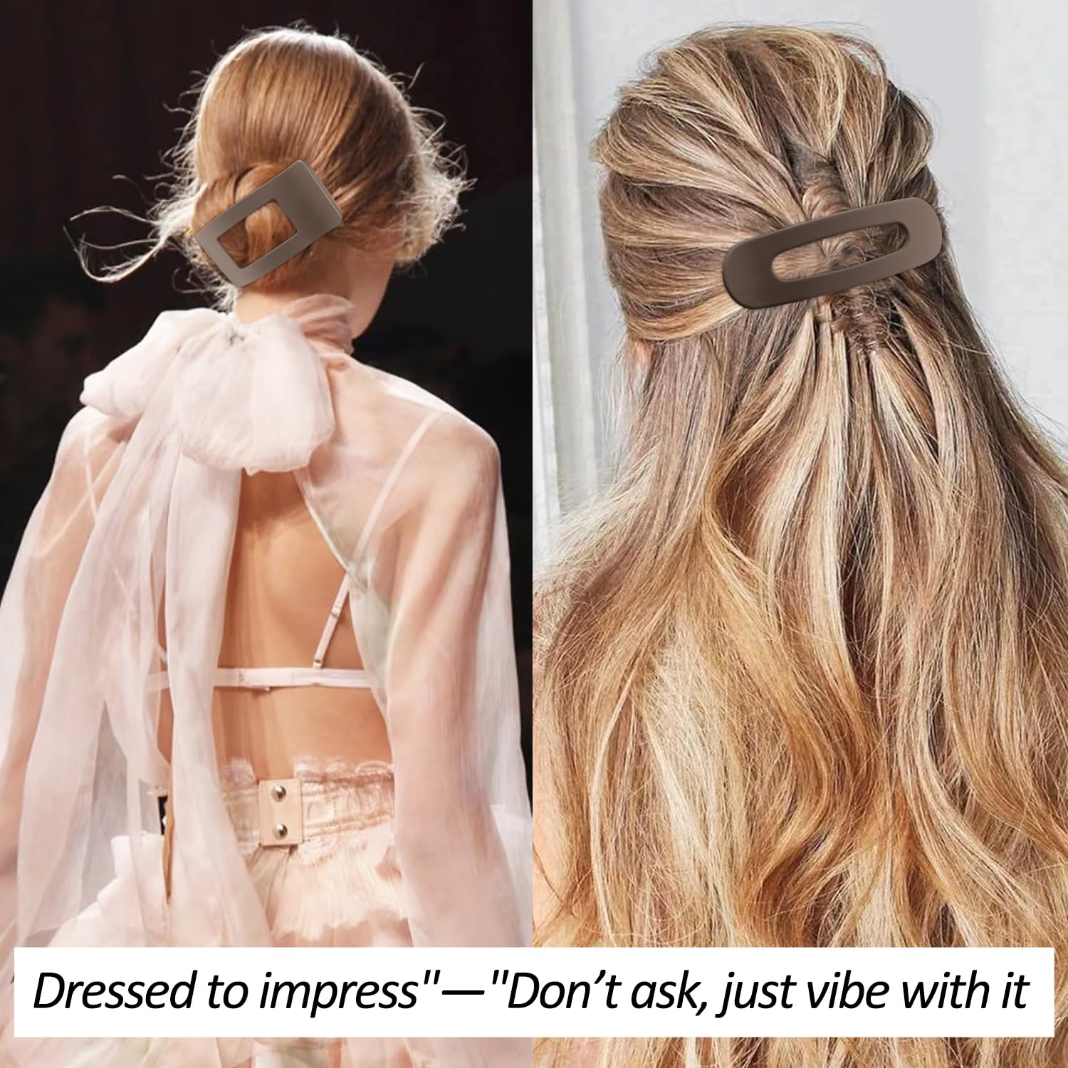 Velscrun Flat Hair Clips for Women Girls, 2 Styles 8 Pcs Lay Flat Claw Clips, Strong Hold French Duck Billed Large Side Hair Jaw Clip for All Hair Types, Fashion Trendy Hair Accessories Coffee Brown - Image 6