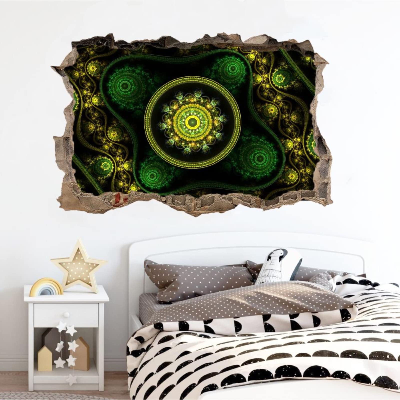 Blume 3D Wandtattoo Wanddurchbruch Wandaufkleber, Abstrakt Wandsticker Wanddeko Wandbilder, 120x80 cm Vinyl Wand Aufkleberfür Wohnzimmer Schlafzimmer Badezimmer Flur Küche Möbel Aufkleber