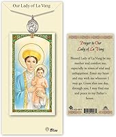 Vista 3 de Medalla de peltre Nuestra Señora de la Consolación con tarjeta de oración santa laminada