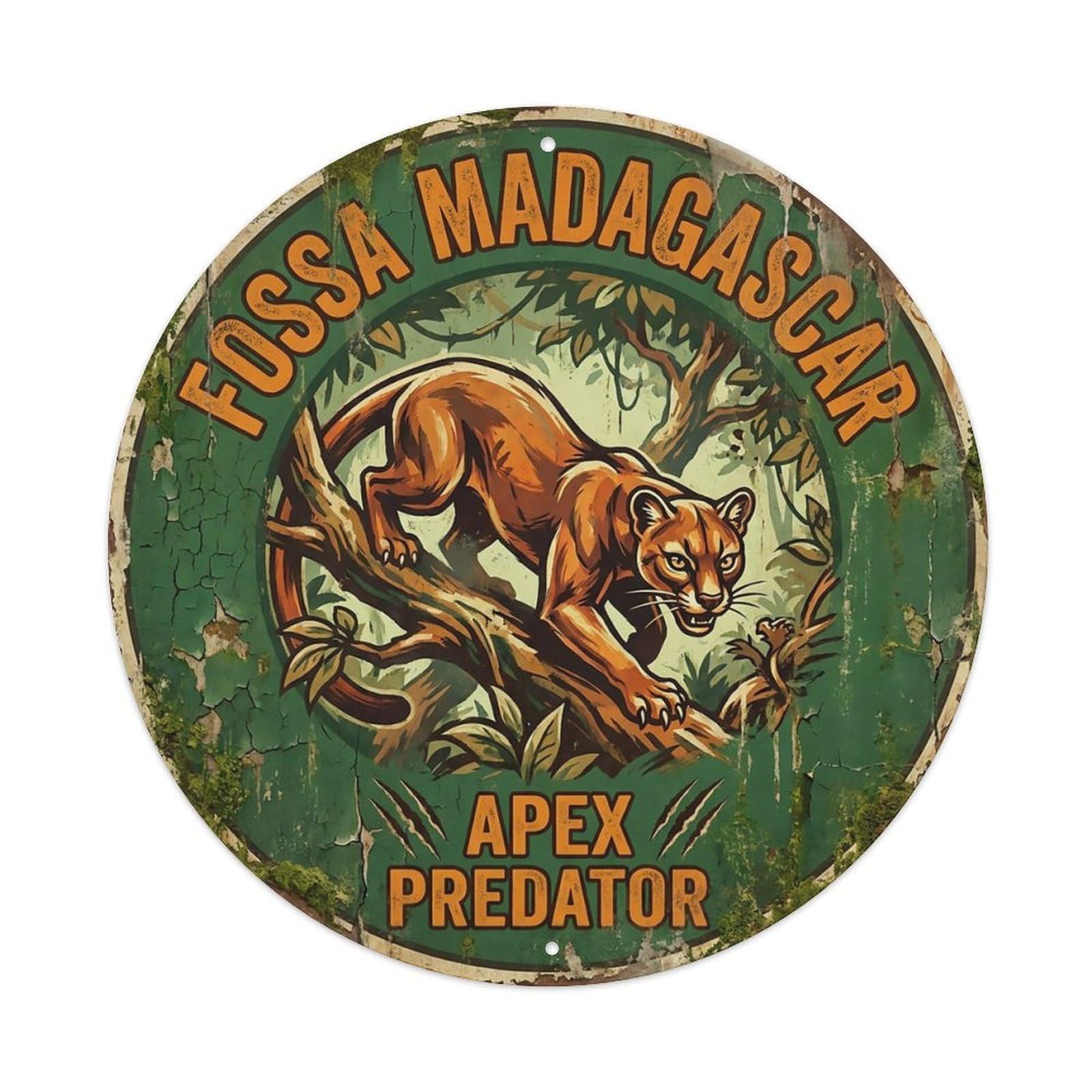 Cxhjca 8X8inch(20X20cm) Fossa Madagascar Apex Predator Metal Tin Sign
