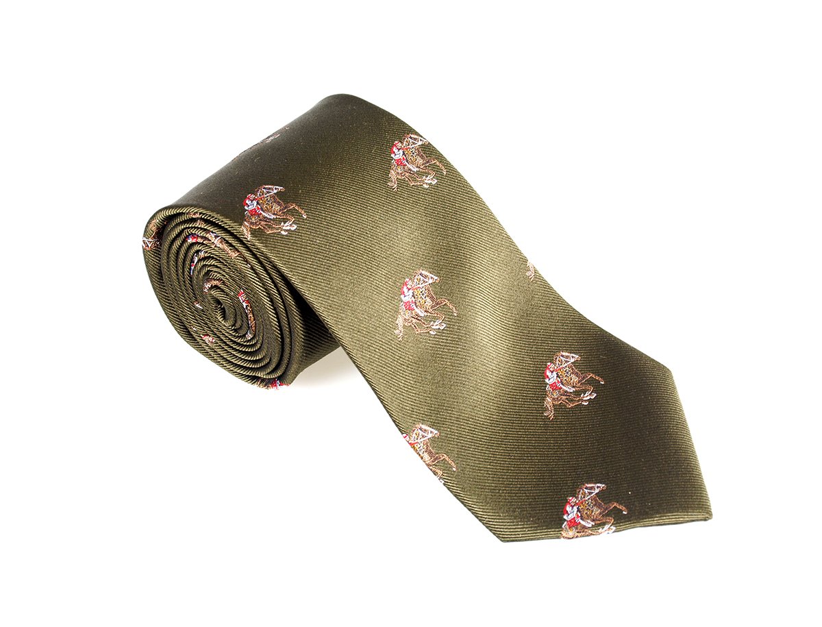 Soprano Green Horse Racing Woven Silk Tie