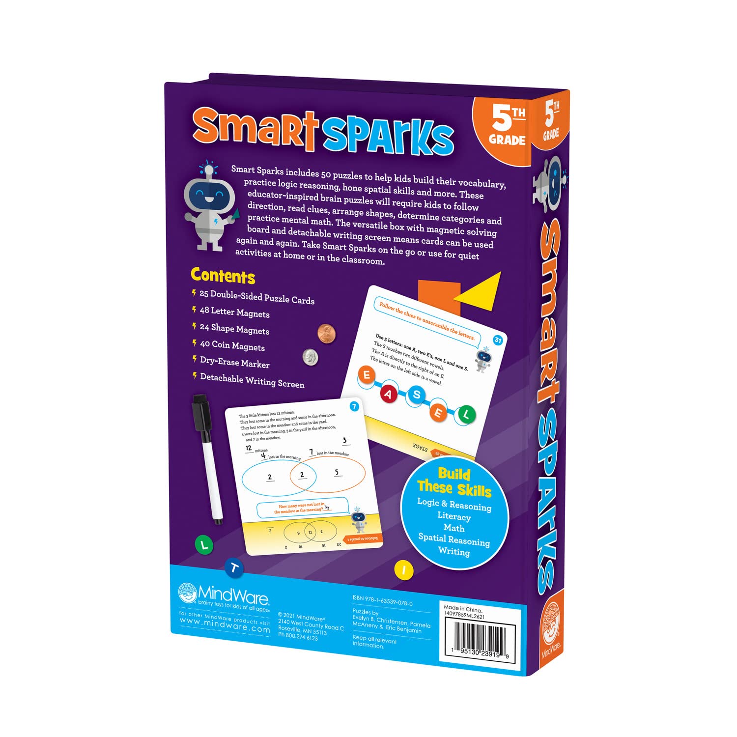 MindWare Smart Sparks Brainy Puzzles: Grade 5 - Logic & Reasoning Puzzles for Kids Ages 10 & Up - Image 2
