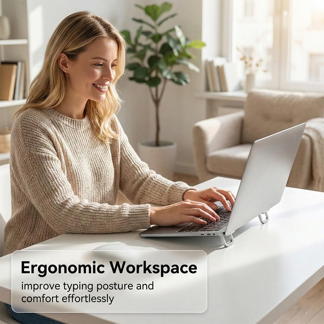 Supports pour Ordinateur Portable en Aluminium Pliable Invisible, Rehausseurs de Clavier Autocollant 2 Pièces