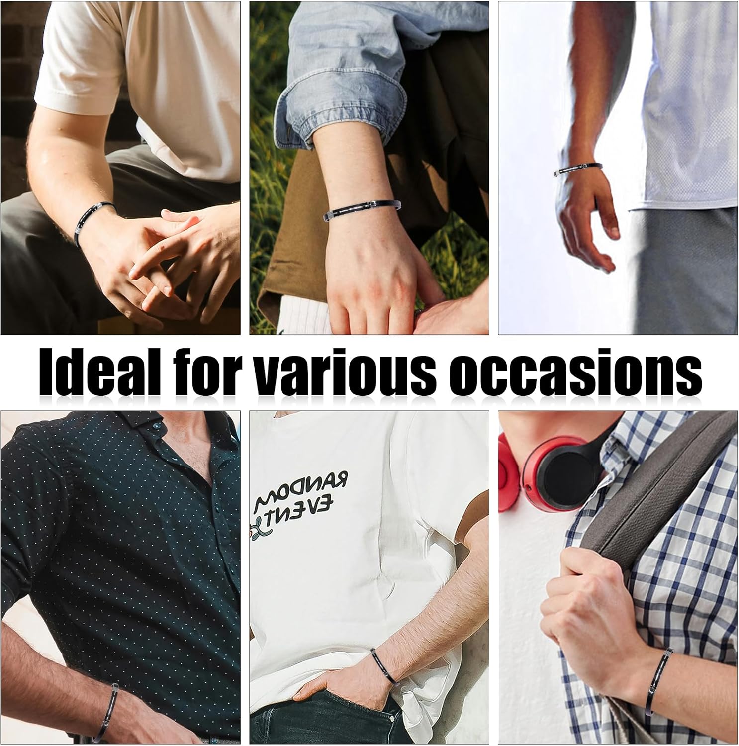 Mens Leather Bracelet with Clasp, Black Braided Leather With Black Inspirational Bangle Bracelets Wristband for Men, Gifts for Dad, Friends, Husband - Image 7