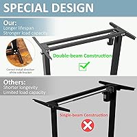 Vista 9 de Legooin Escritorio eléctrico de pie de 55 x 24 pulgadas, escritorio eléctrico de pie de altura ajustable con estación de carga, 2 puertos USB, 3