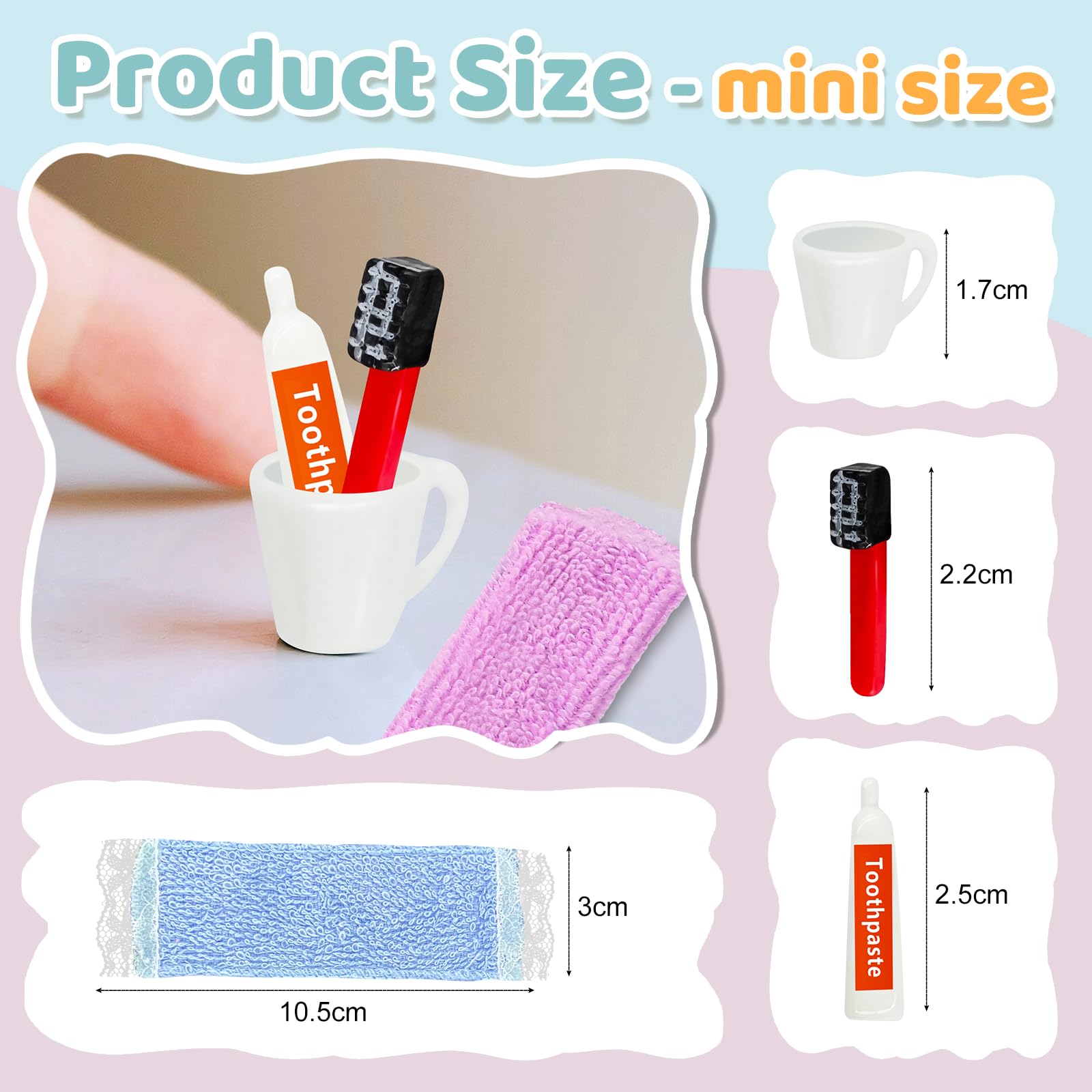 Wichtel Zubehör Baden, Wichtelzubehör Bade Set für Wichteltür Weihnachten und Puppenhaus Deko, Wichtel Wasch Set mit Mini Zahnbürste Zahnpasta Becher Handtuch
