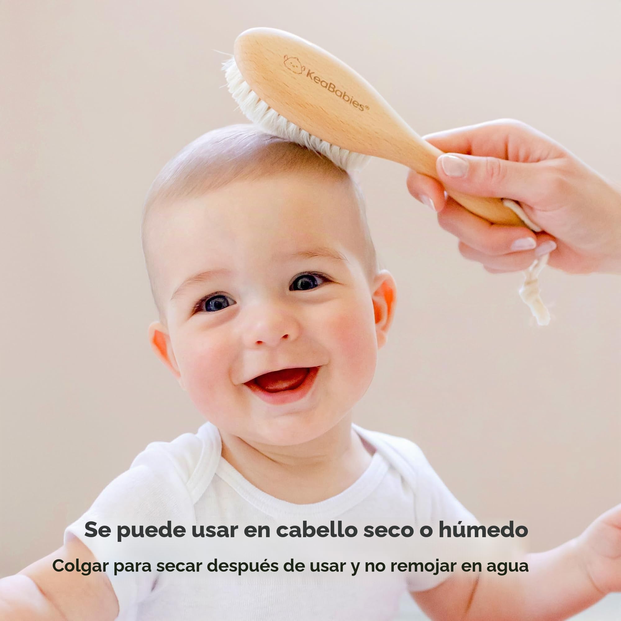 Cepillo de pelo para bebé recién nacido - Madera natural con cerdas suaves de cabra para la costra láctea - Kit de cuidado de cepillo de pelo para el cuero cabelludo perfecto para bebés, niños pequeño