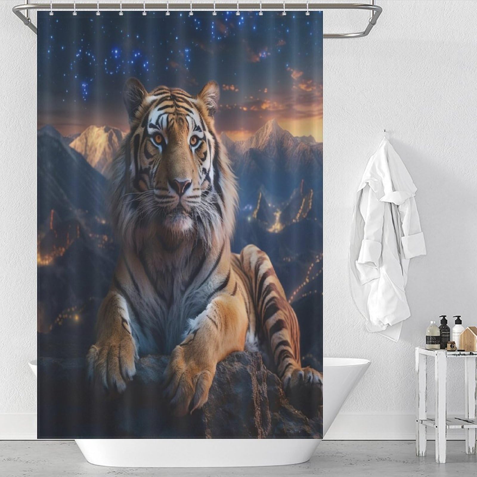Rideau de douche tigre lavable pour transformer votre baignoire