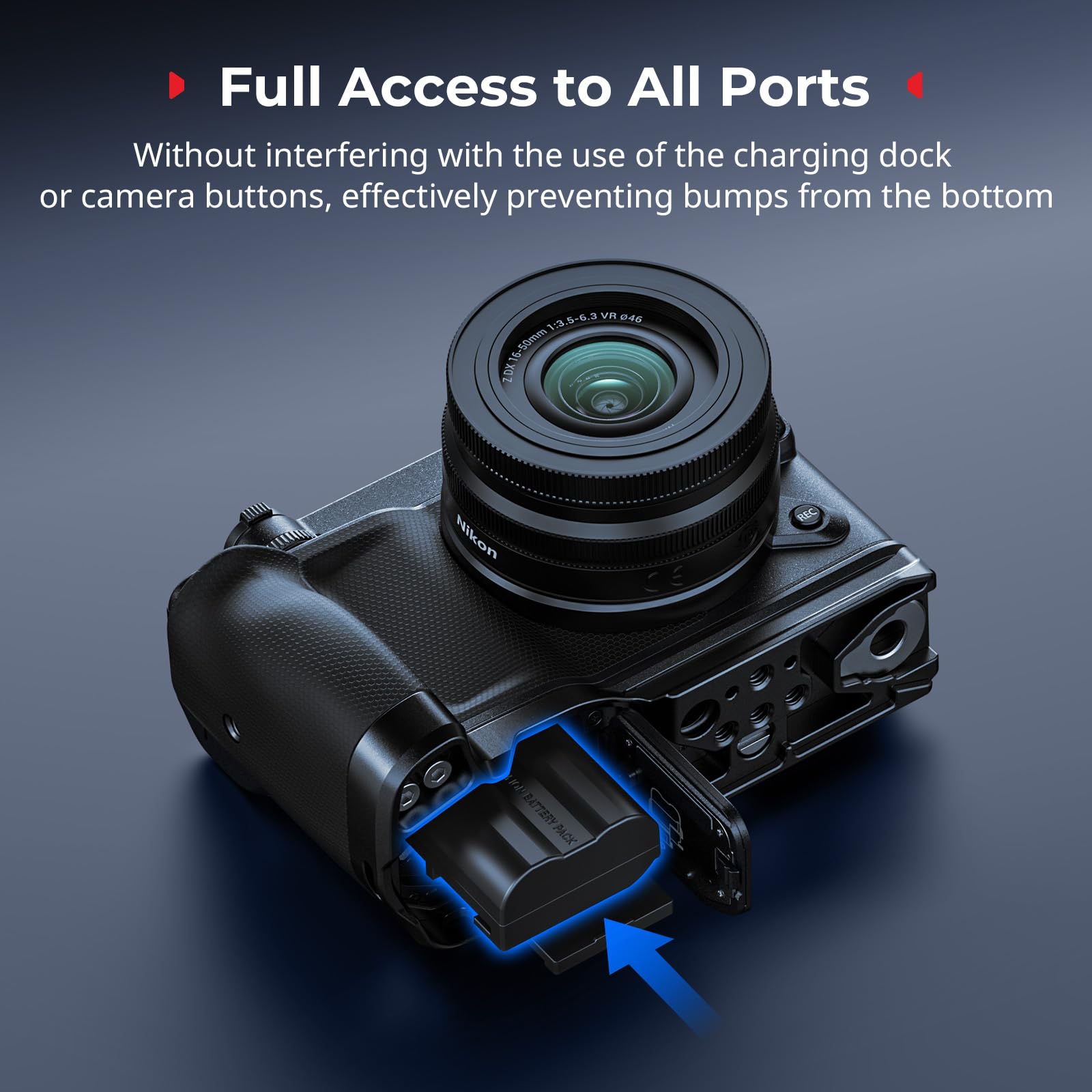 SMALLRIG Poignée en L pour Nikon ZR avec Grip Ergonomique en Silicone, Filetage 1/4", clé magnétique, Plaque de Fixation Rapide intégrée pour Arca, en Marche Rapide sur trépied, 5466