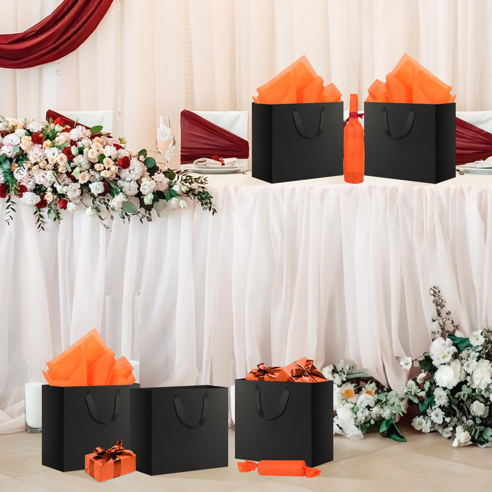 EUSOAR Schwarz Papiertüten mit Henkel - 30 Pack Geschenktüten 32x11.5x28cm L - 250GSM Papiertüten Groß für Geburtstag Party - Schwarz Gift Bags Geschenktaschen