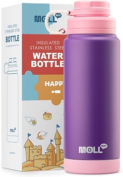 24 oz Water Bottle Stainless Steel Double Wall Vacuum Insulated Water Bottle for School-Travel Leak Proof Water Flask for Kids Purple