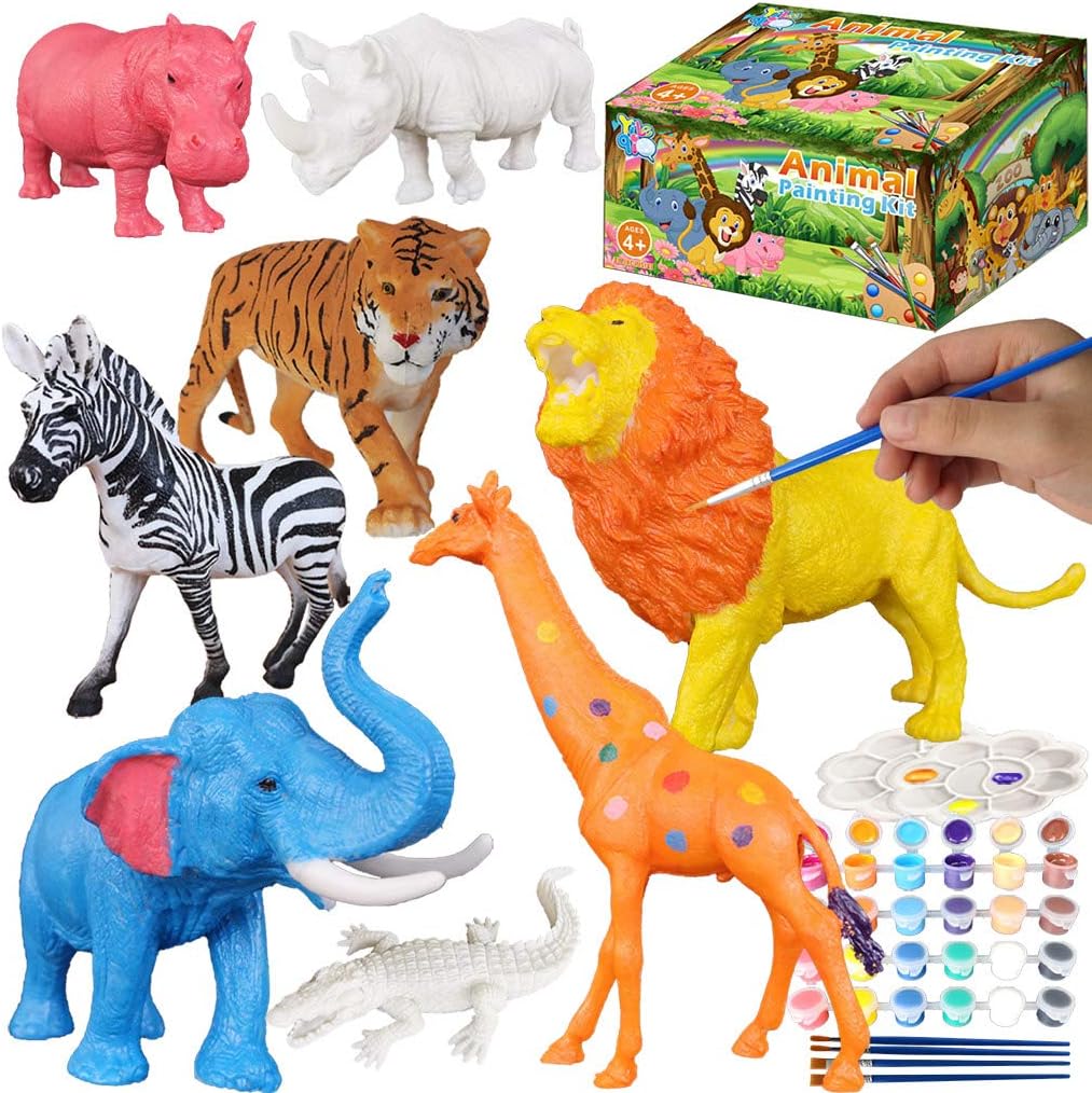 Yileqi Safari Animal Painting Kit for Kids Crafts and Arts Set, Jumbo Jungle Animal Toy Art and Crafts for Boys Girls Age 4 5 6 7 8 Years Old, DIY Paint for Kid Activities Birthday Gift