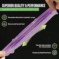 Vista 13 de Tapas elásticas de silicona reutilizables para almacenamiento de alimentos en el refrigerador, fundas elásticas resistentes al calor, tazas, latas