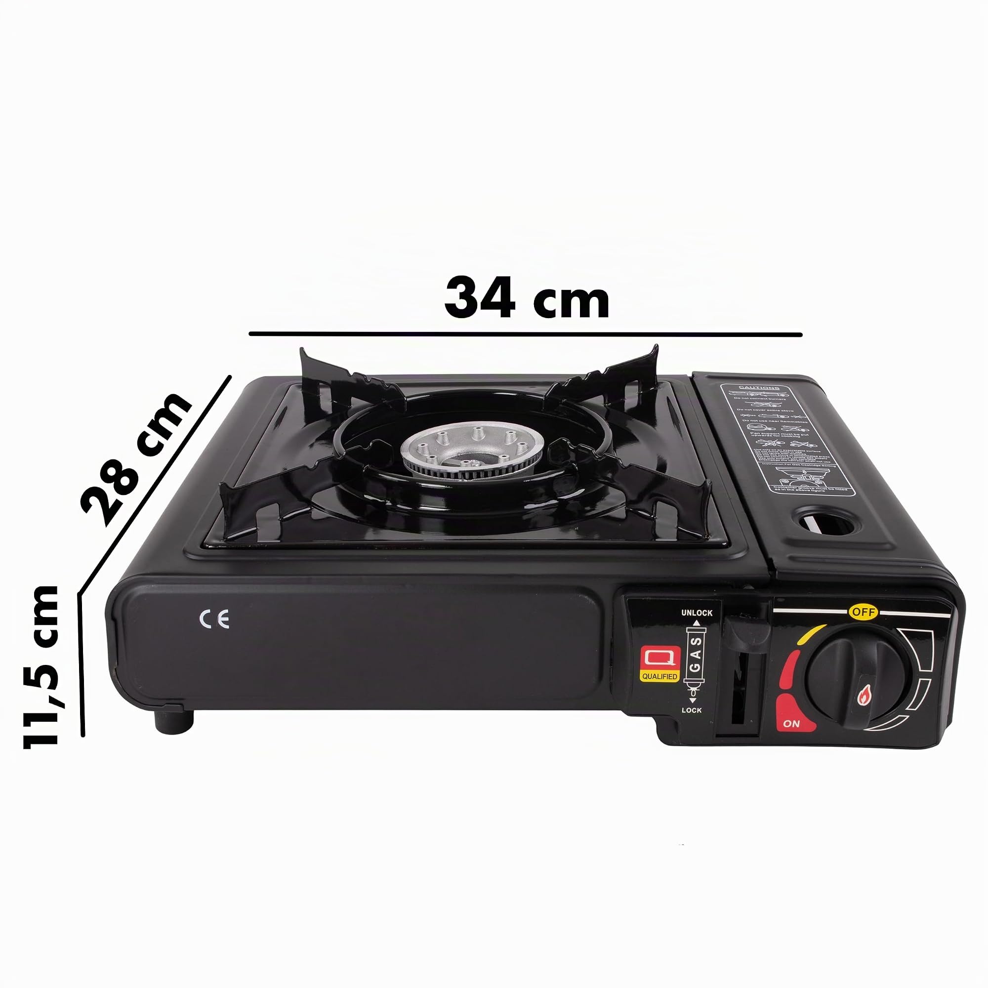 Réchaud à gaz 2 en 1 - Réchaud à gaz portable avec allumage piézoélectrique, puissance de 2500 W, pour cartouche et bouteille de gaz, avec mallette de transport et protection contre le vent