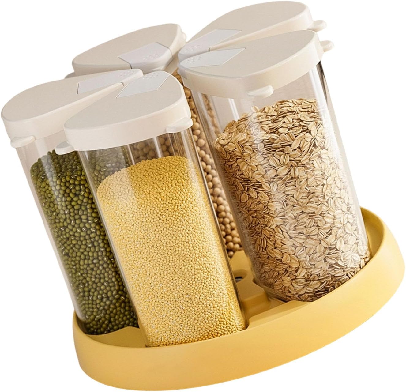 Rotating Rice Bucket Multiple Section Storage Clear Kitchen Grains Container Food Grade Materials Food Grade ABS PET PP Grains Bin