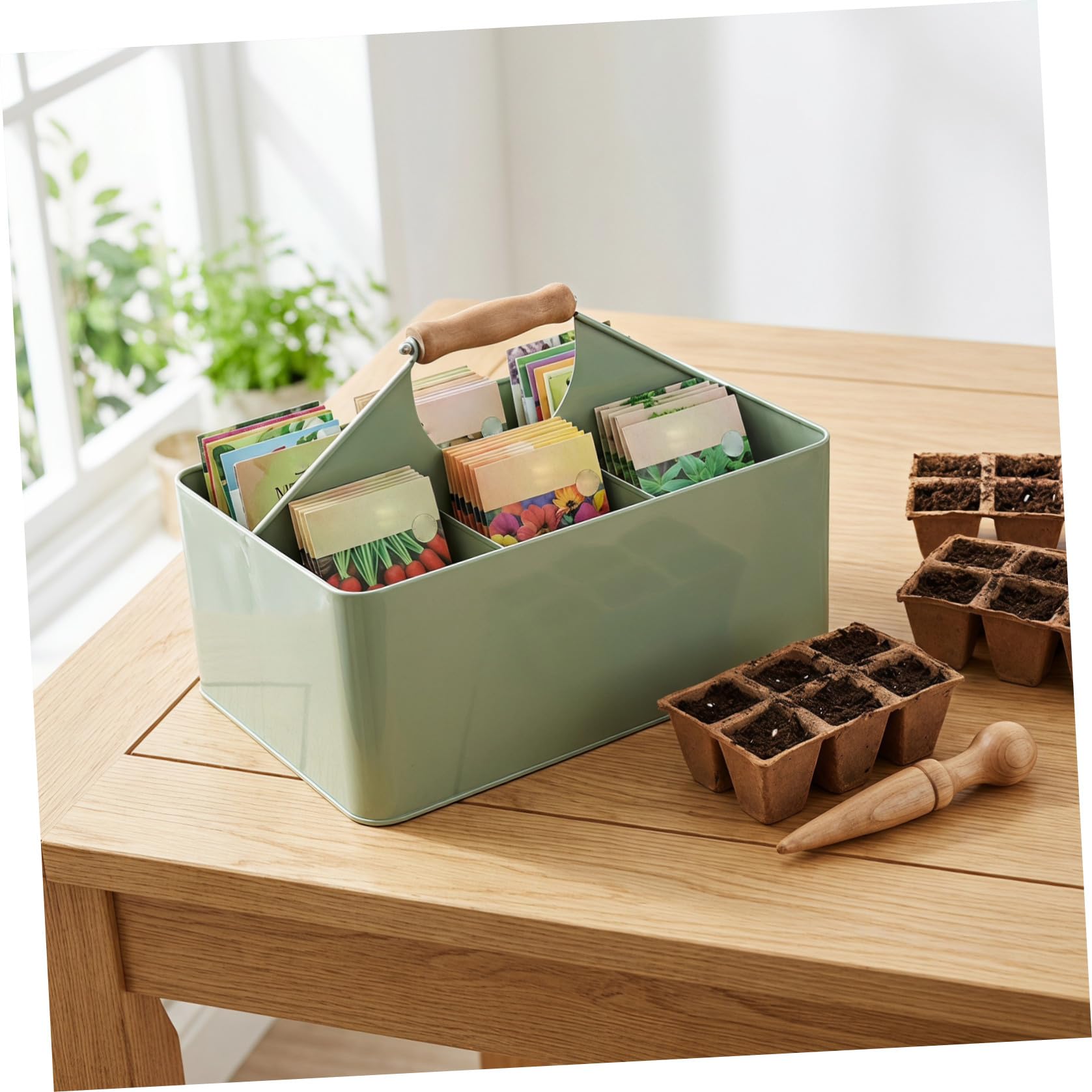 Alipis Boîte de Rangement pour Semences de Jardin à 4 Compartiments en Fer