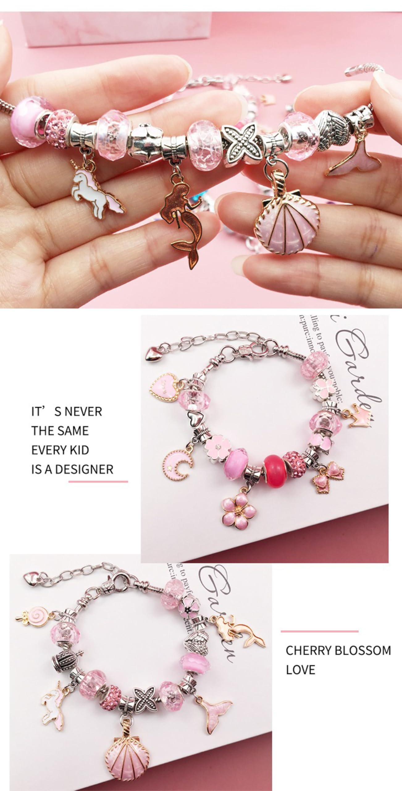Zestaw do robienia bransoletek charms z pudełkiem na biżuterię, w tym koraliki i zawieszki, materiały do tworzenia biżuterii DIY