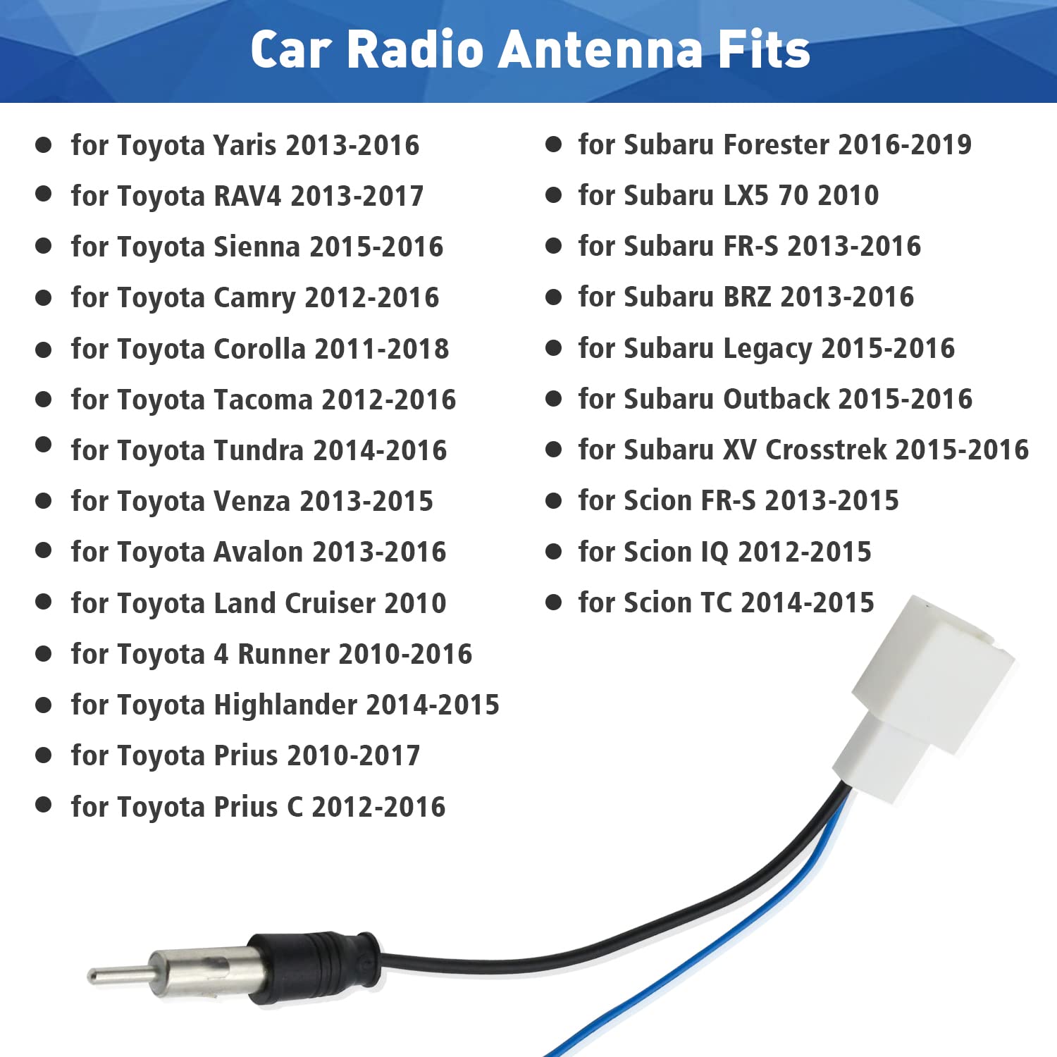 Jayubien Female Car Radio Antenna Adapter - Fits Toyota, Subaru, Scion For Aftermarket Stereo Install
