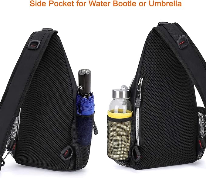 Mochila Sling MOSISO Pequeña Deportiva Trekking Viaje Negro miniatura 4