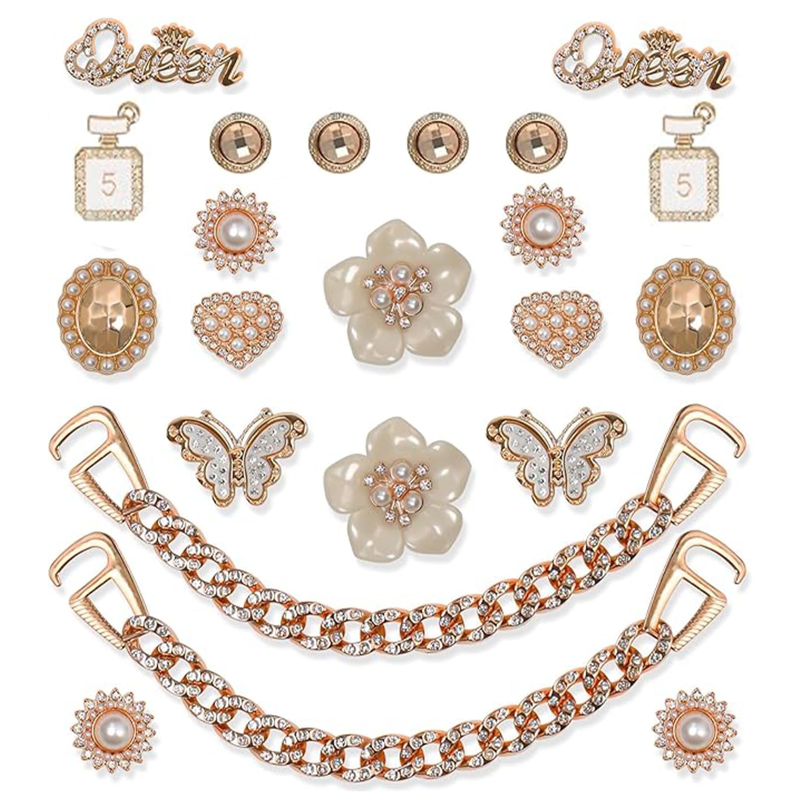 Adornos para Zapatos Dijes Extraíbles con Cristales y Perlas Decoración DIY Mujer Regalo