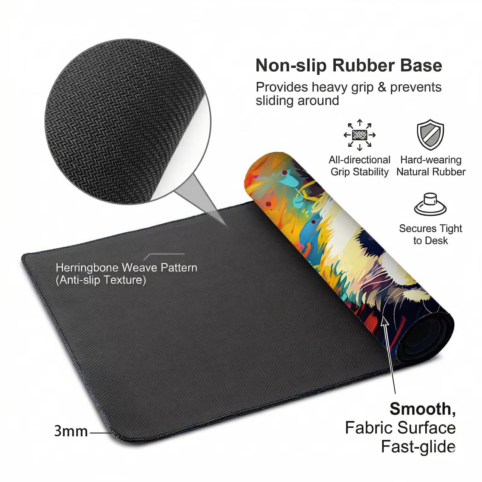 Tappetino Mouse XXL 1200 x 600 x 3 mm, Sottomano Scrivania, Colore Grande Tappeto da Tavolo con Base in Gomma Antiscivolo e Bordi Cuciti, per Ufficio/Computer/Gaming, Regalo (Panda Gigante) L-x649