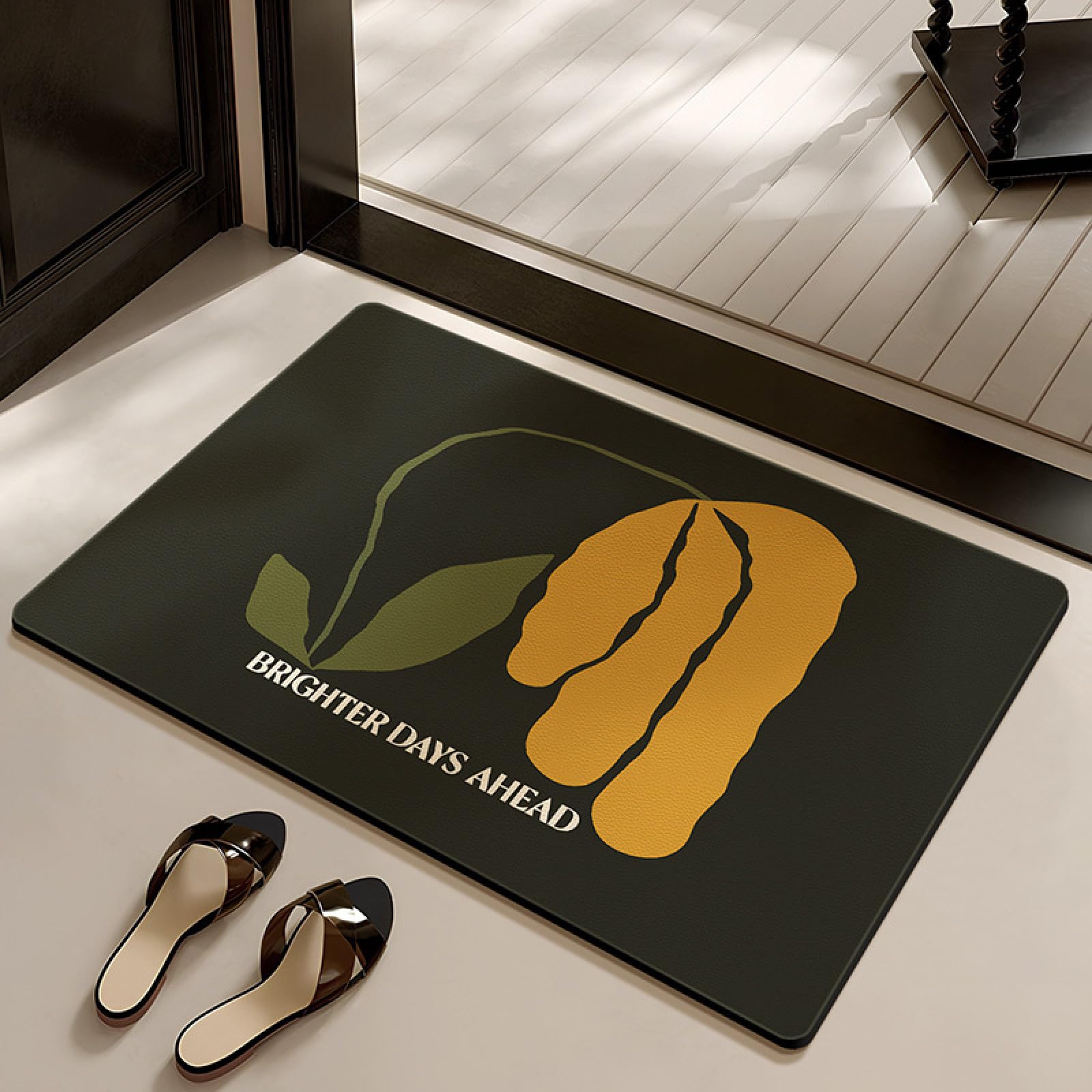 Alfombra de baño súper absorbente que evita resbalones con secado rápido de diatomita floral