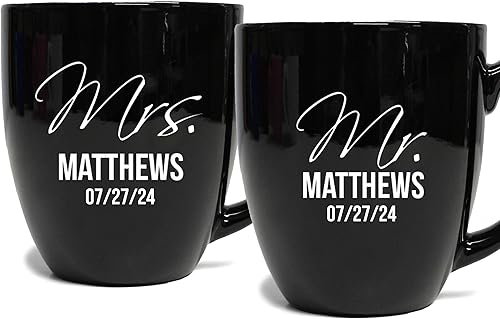 Miniatura 1 de My Personal Memories Juego de 2 tazas personalizadas de café con leche de 16 onzas para parejas, regalo personalizado para novia, novio suyo, ella,