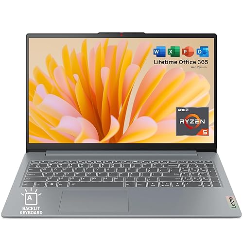 Lenovo IdeaPad Slim 3 with Backlit Keyboard • AMD AI-Enhanced Ryzen 5 (Outperforms Intel i7-1255U) • 16GB RAM • 512GB SSD • Type-C • Windows 11 Home • Office 365 for The Web • No Mouse