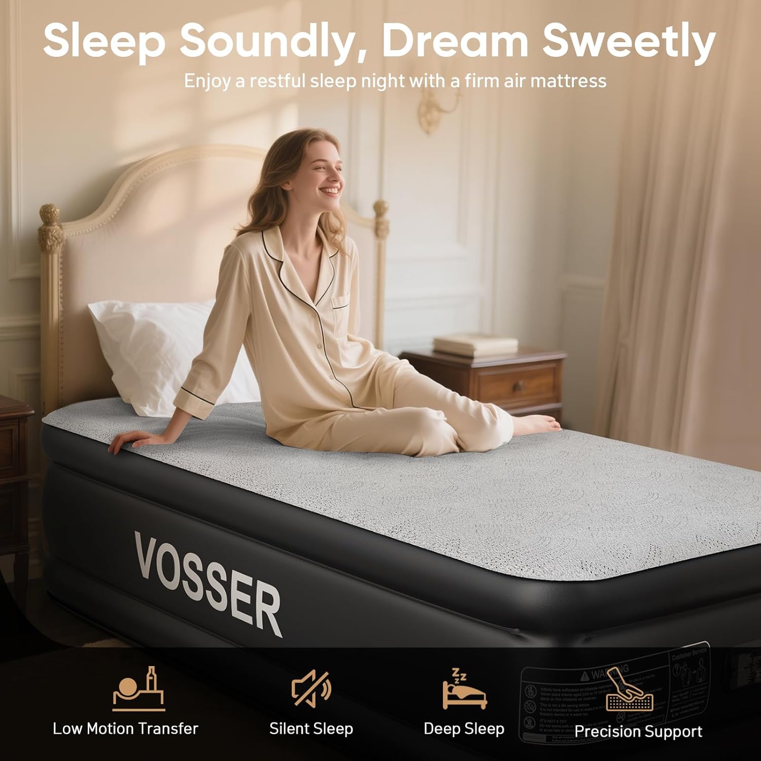Air Mattress with Built-in Pump, Twin 18'' Foam Topper Blow Up Mattress,Luxury Inflatable Mattress 2 Mins Self-Inflation/Deflation - Breathable and Flatness-Free for Camping, Home & Guests