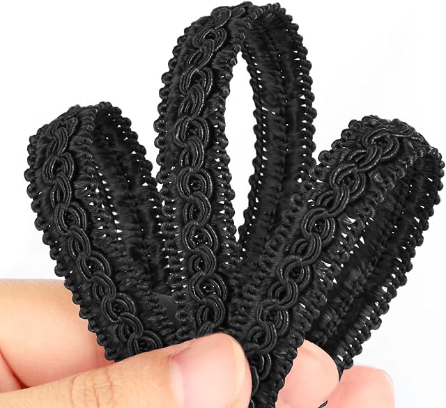 Fenghuangwu 13 Yard Handmade Basic Trim 1.3 cm/0.51 Inch Diameter Gimp Braid for DIY Décor (Black)
