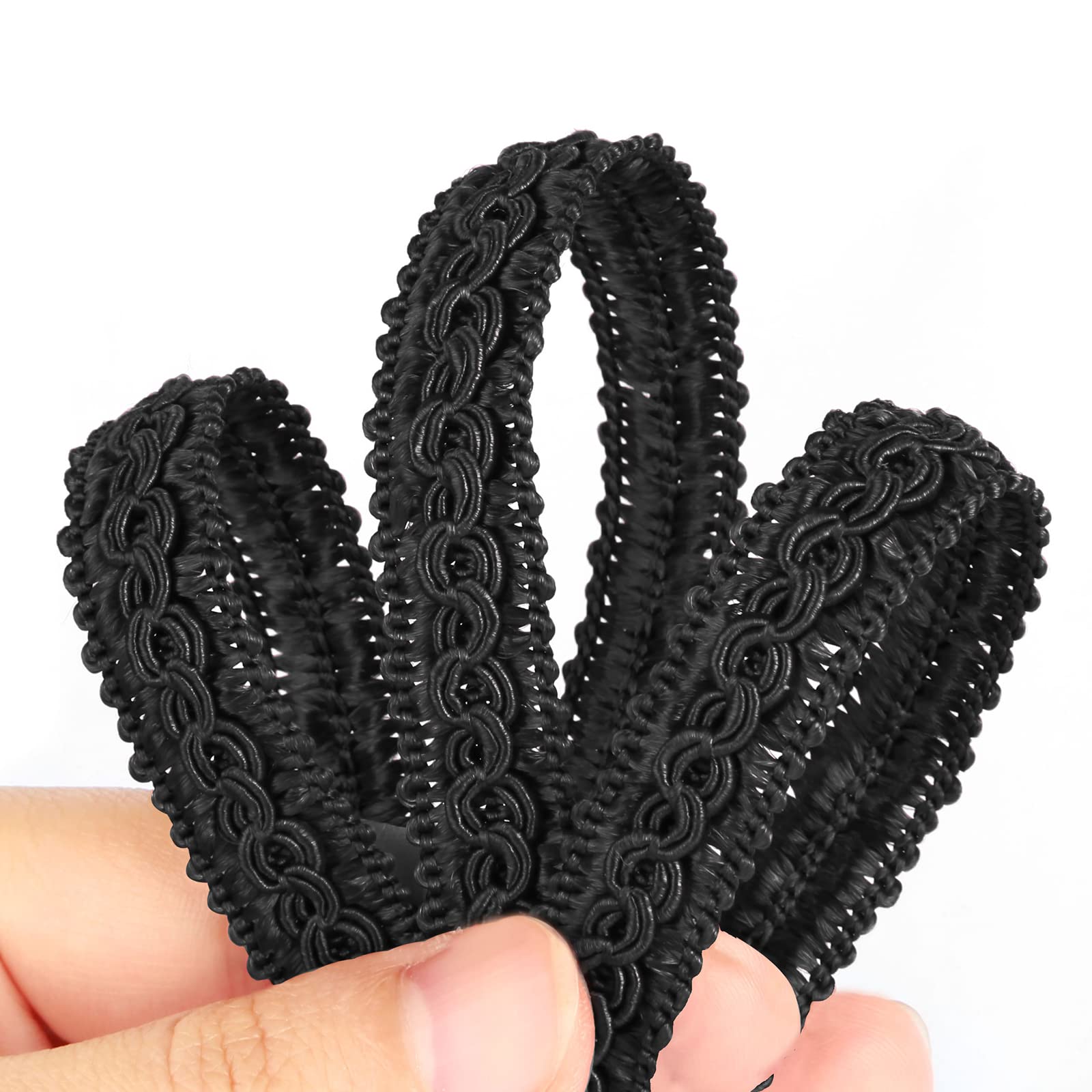 Fenghuangwu - Treccia Fatta A Mano, Diametro 1,5 Cm, Per Fai Da Te, Colore: Nero-image