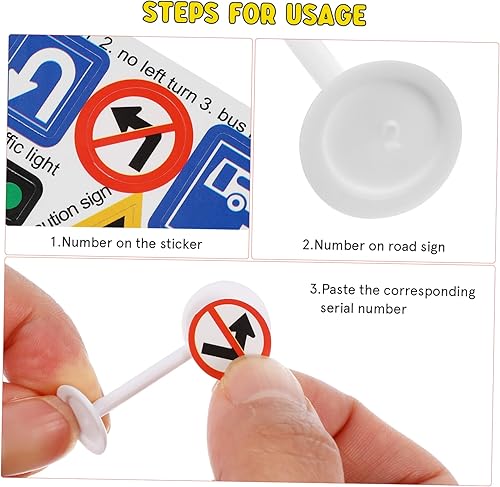 Miniatura 3 de Juego de 56 señales de tráfico de calles de carretera, mini luces de tráfico eléctricas, señales de tráfico de juguete para jugar (tamaño mini)