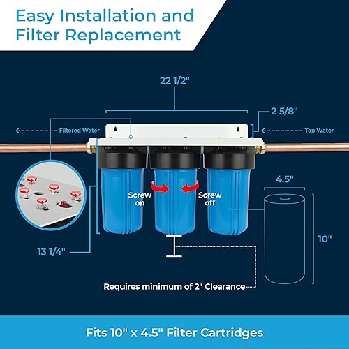 Miniatura 3 de SpiroPure Triple 10" carcasa del filtro de agua 3 etapas BB tres viviendas