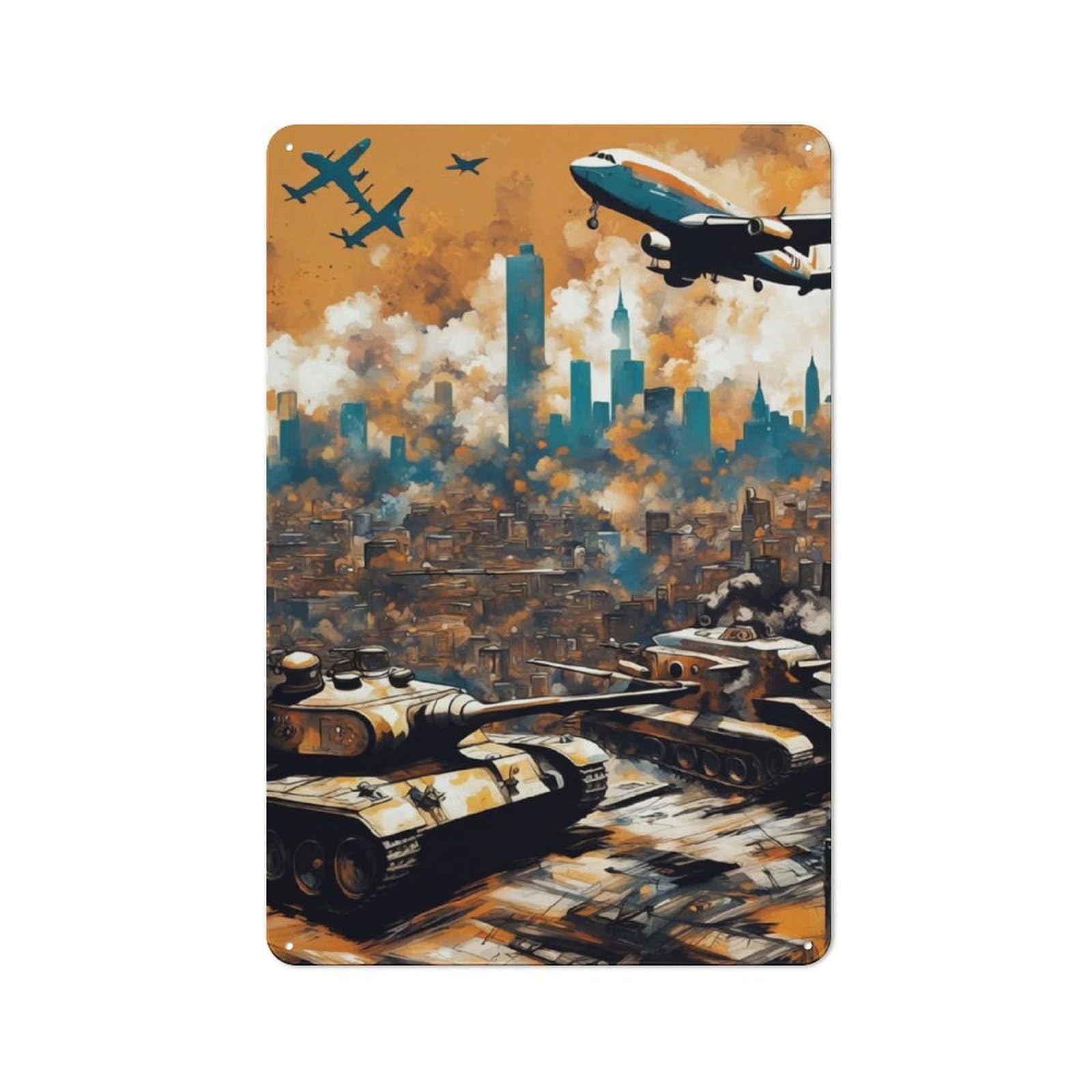 War Tank Vintage Metal Wall Sign 30x20cm for Garage Or Workshop, for Metal Sign Collectors, for Garage And Workshop Walls