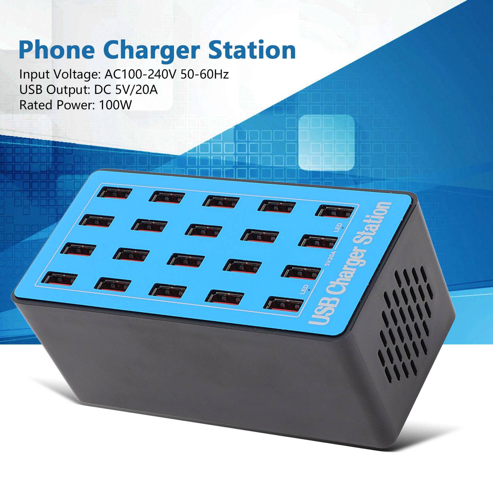 Caricatore di velocità USB a 20 Porte con Chip Intelligente, Caricabatterie USB, Caricabatterie a Parete USB, Spina di Alimentazione USB, Stazione di Ricarica USB da (Spina
