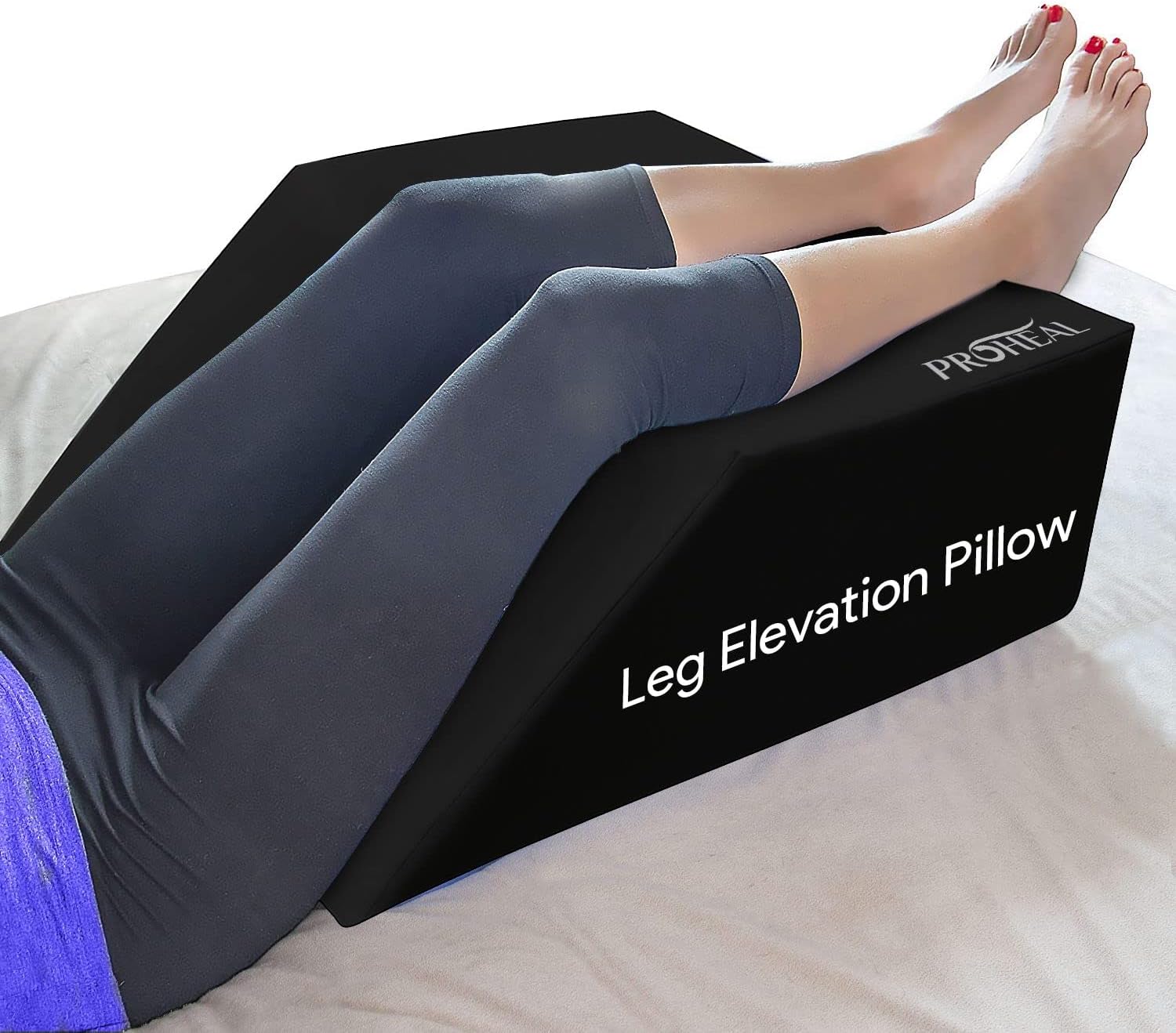 Leg Elevation Pillow - Foam Bolster Leg Pillow - Knee, Hip, and Back Support - Promotes Healthy Blood Circulation and Body Positioning - 20โ x 24โ x 6โ