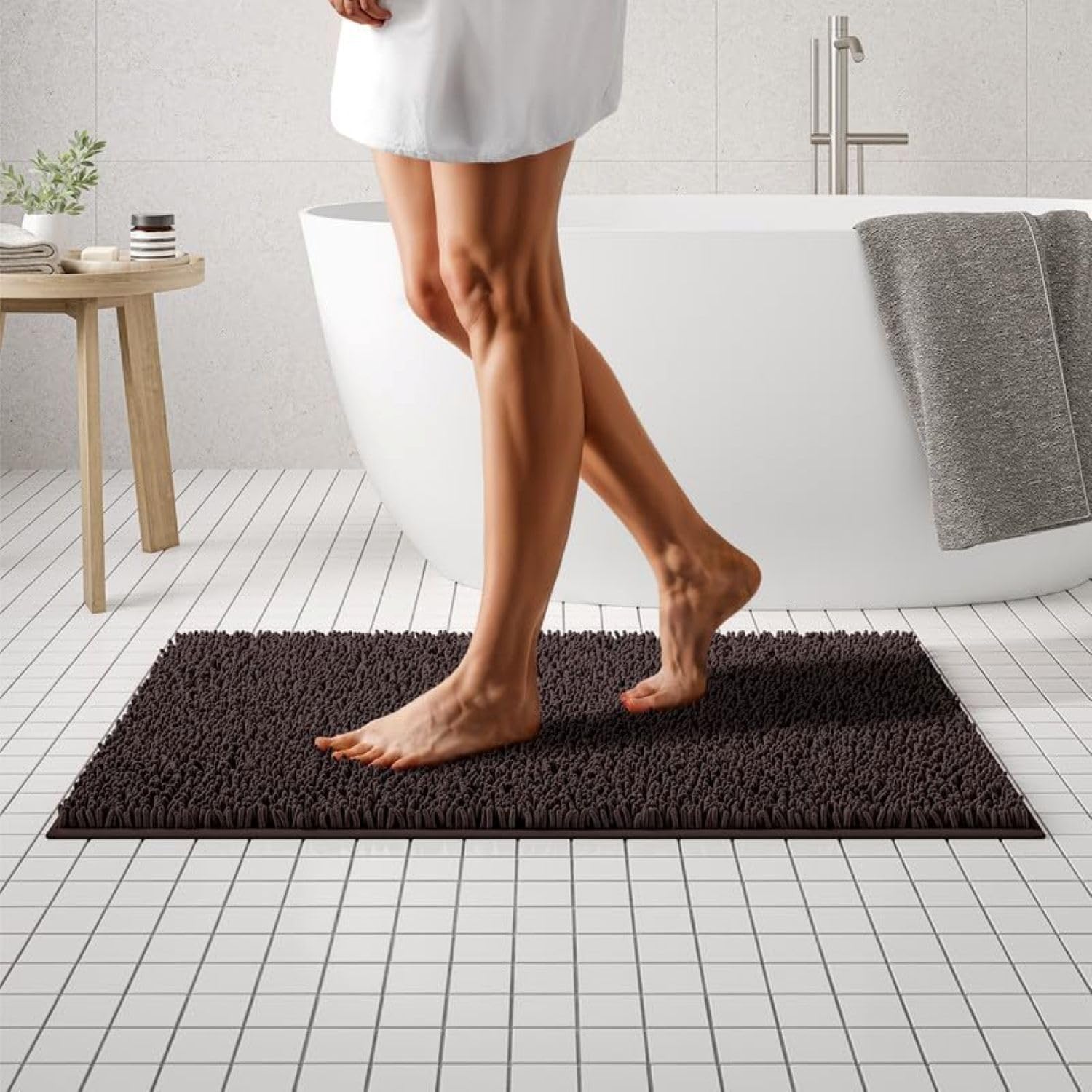 MAYSHINE Plush Shaggy Chenille Bath Mat | Extra Soft, Super Absorbent, Non-Slip Bathroom Rug | Fluffy Microfiber, Area Rug Sets for Bathroom Floor,