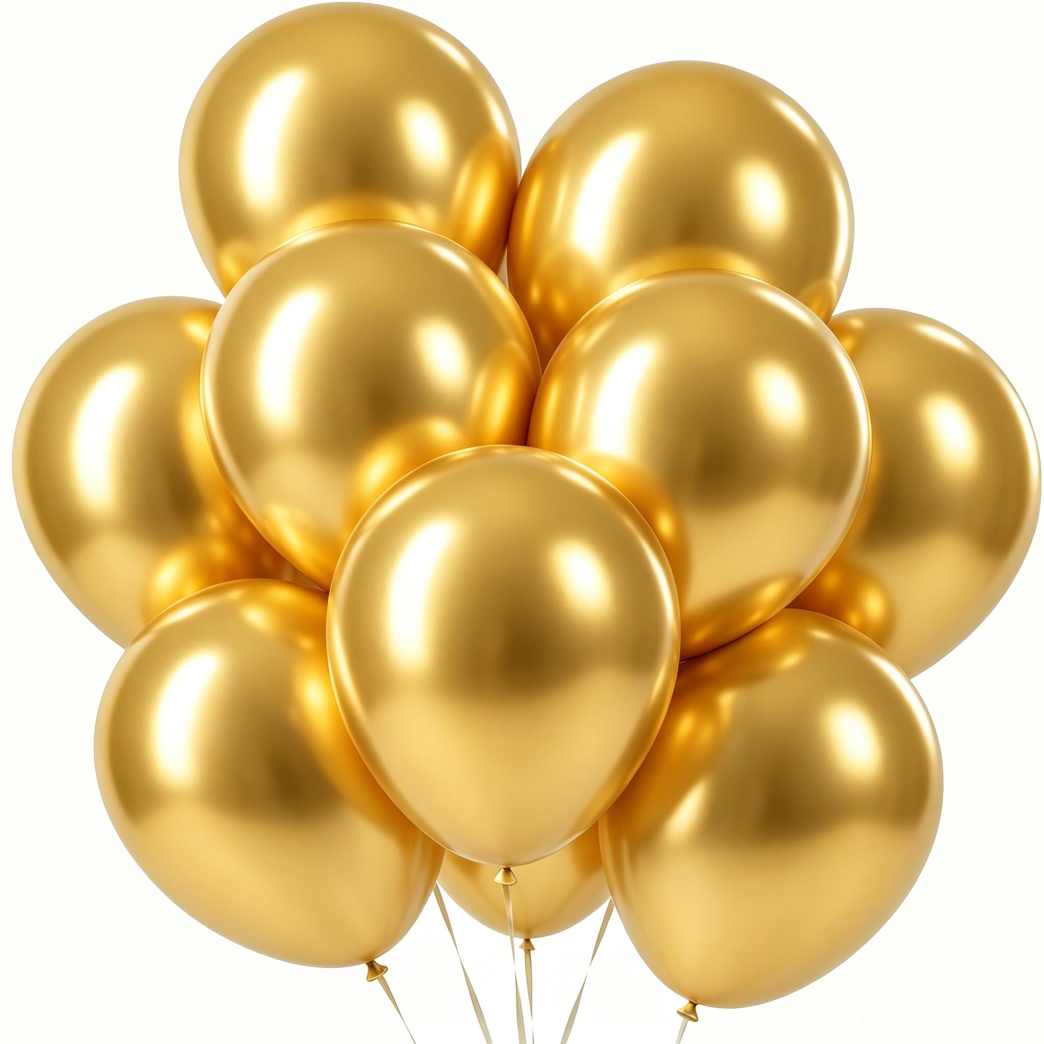 Gold Party Balloons - 50Pcs Metallic Gold Thicken Latex Birthday Balloons