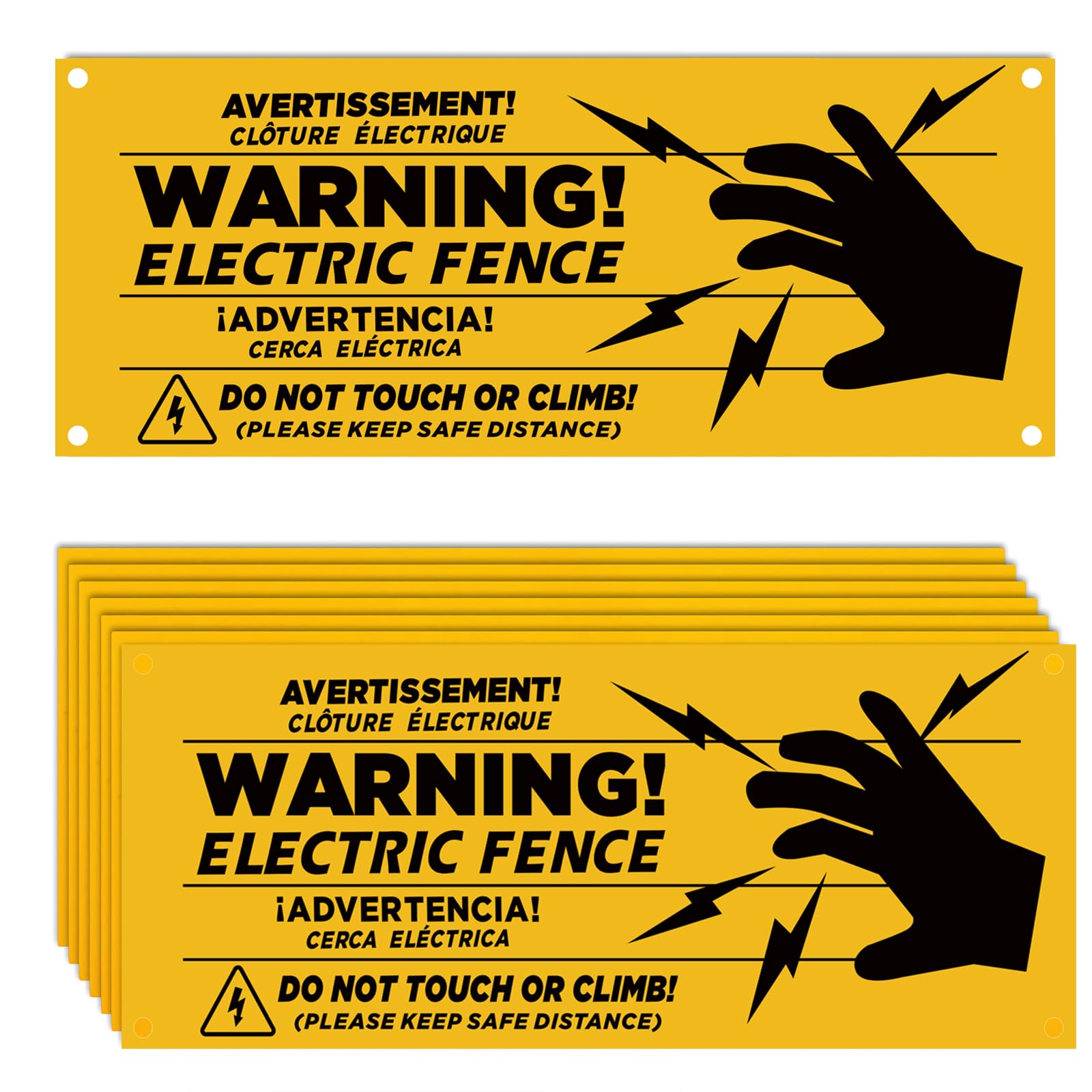 10 PCS Electric Fence Warning Signs - 10 x 4 Inch Plastic Electric Fence Safe Signs/Caution Warning Sign - for Danger Electric Fence Sign Farm Home